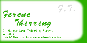 ferenc thirring business card